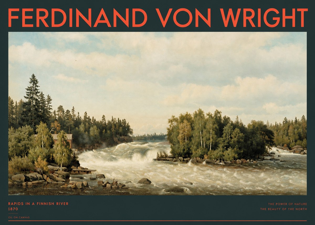 Ferdinand von Wright Rapids in a Finnish River No2 - Plakat