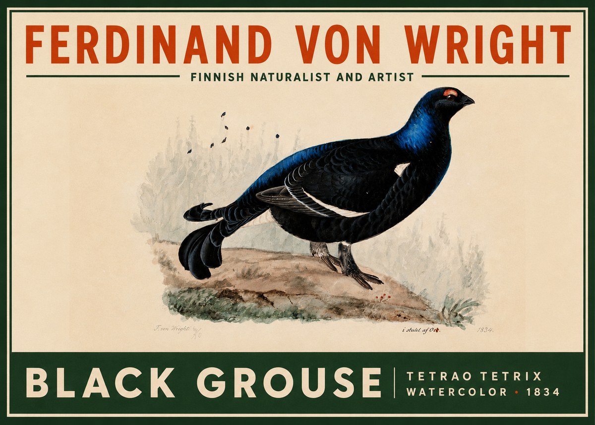 Ferdinand von Wright Black Grouse No2 - Plakat