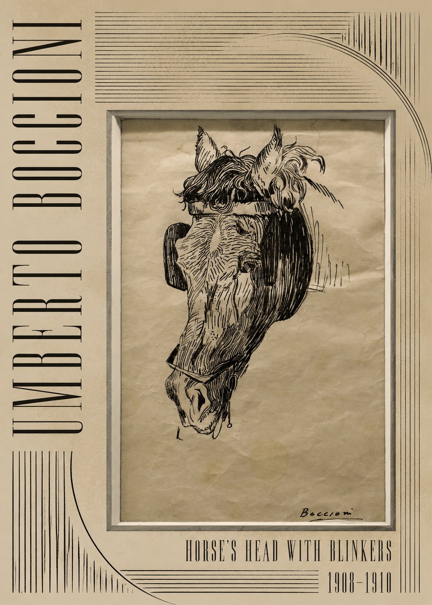 Umberto Boccioni Horse's Head with Blinkers No4 - Plakat