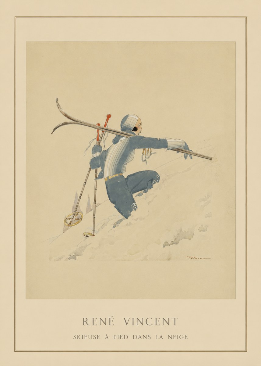 René Vincent Skieuse À Pied Dans La Neige No4 - Plakat