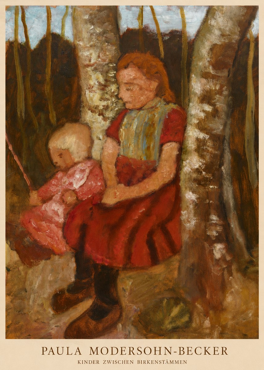 Paula Modersohn-Becker Kinder Zwischen Birkenstämmen No6 - Plakat