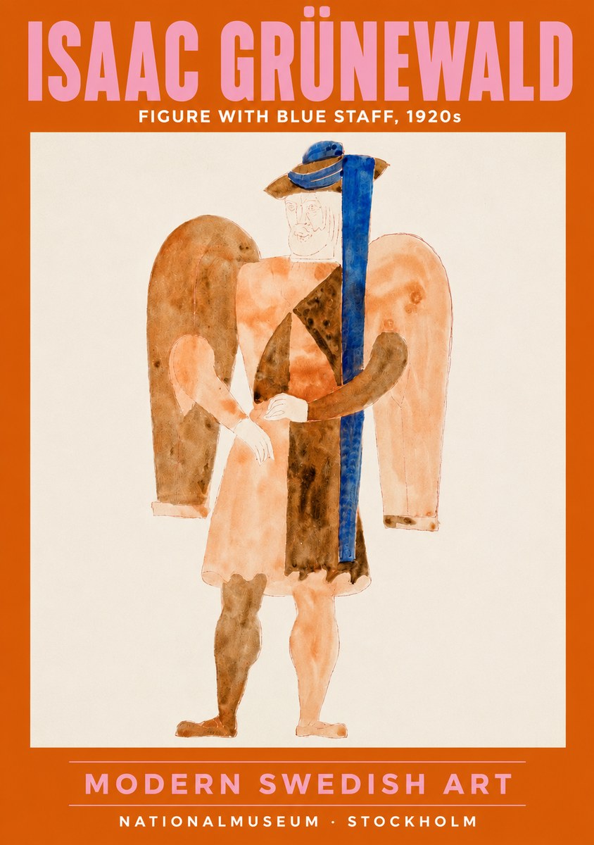 Isaac Grünewald Figure with Blue Staff No2 - Plakat