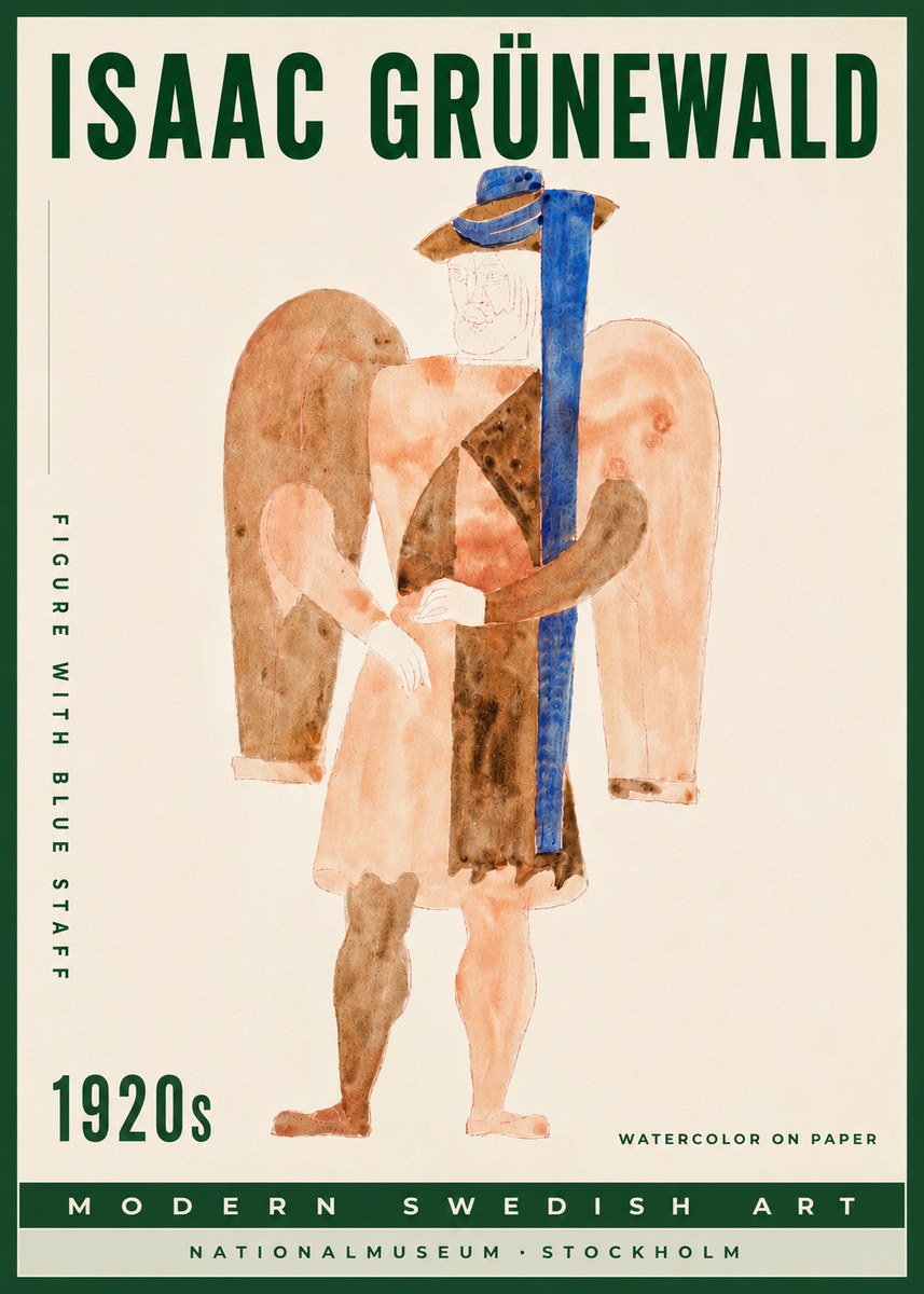 Isaac Grünewald Figure with Blue Staff No3 - Plakat
