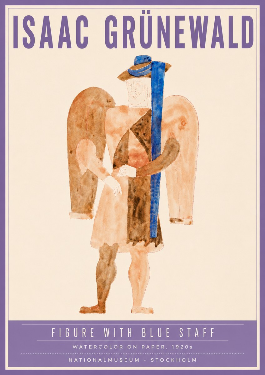 Isaac Grünewald Figure with Blue Staff No4 - Plakat