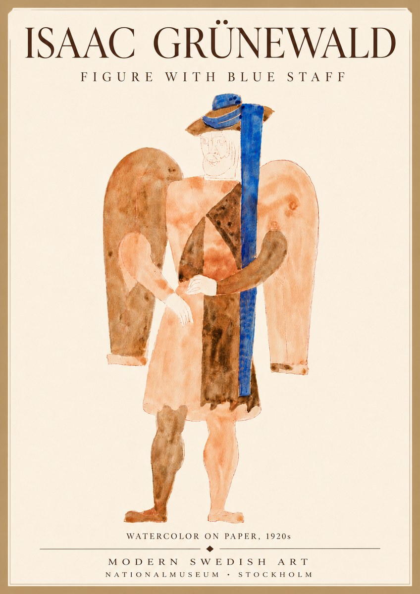 Isaac Grünewald Figure with Blue Staff No6 - Plakat