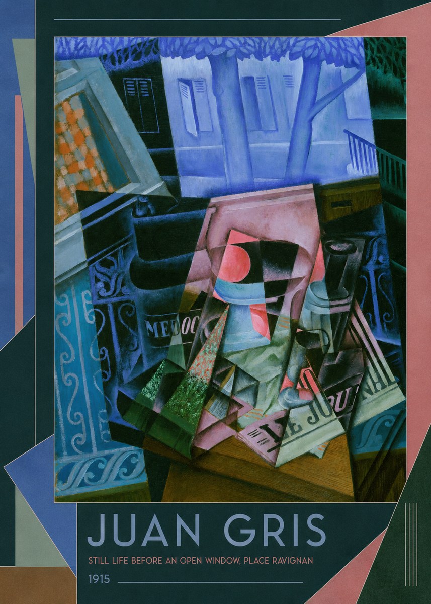 Juan Gris Still Life Before an Open Window, Place Ravignan No4 - Plakat