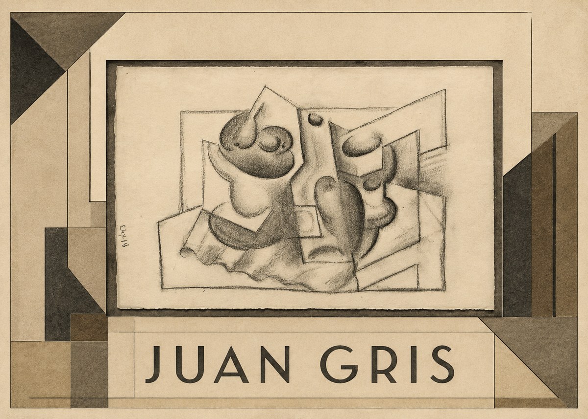 Juan Gris Nature Morte (Bouteille Et Fruit) No1 - Plakat