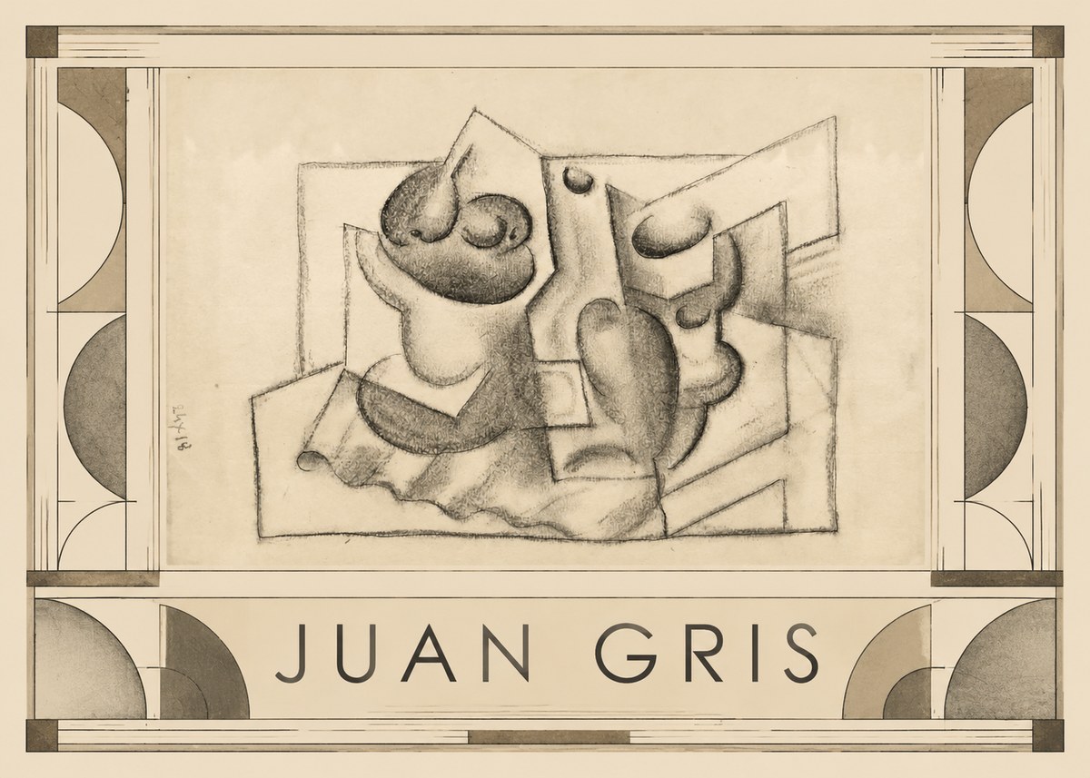 Juan Gris Nature Morte (Bouteille Et Fruit) No6 - Plakat