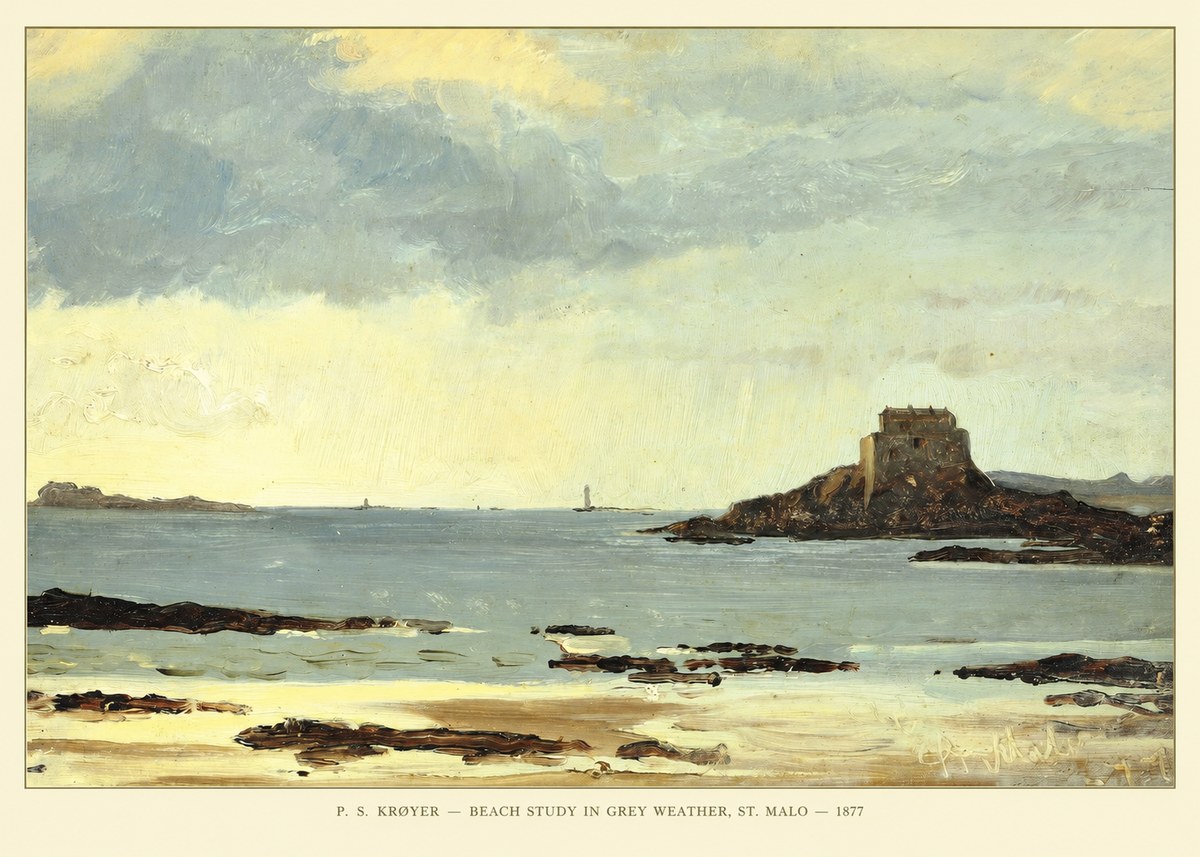 P.S. Krøyer Beach Study in Grey Weather, St. Malo No5 - Plakat