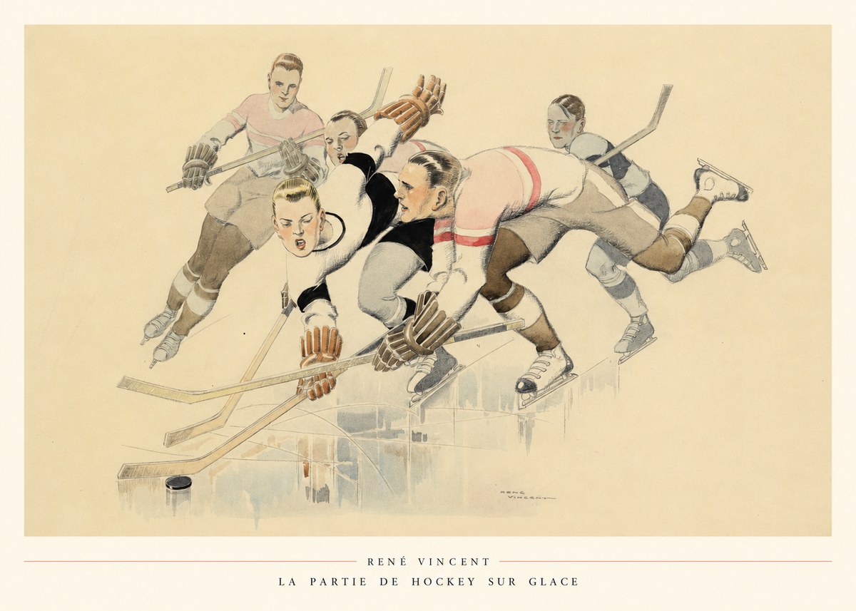 René Vincent La Partie De Hockey Sur Glace No6 - Plakat