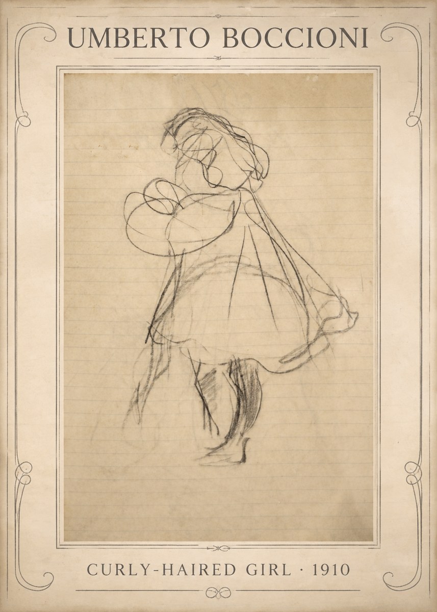 Umberto Boccioni Curly-haired Girl No1 - Plakat