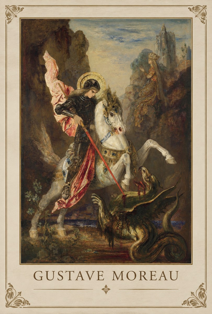 Gustave Moreau Saint George and the Dragon No3 - Plakat