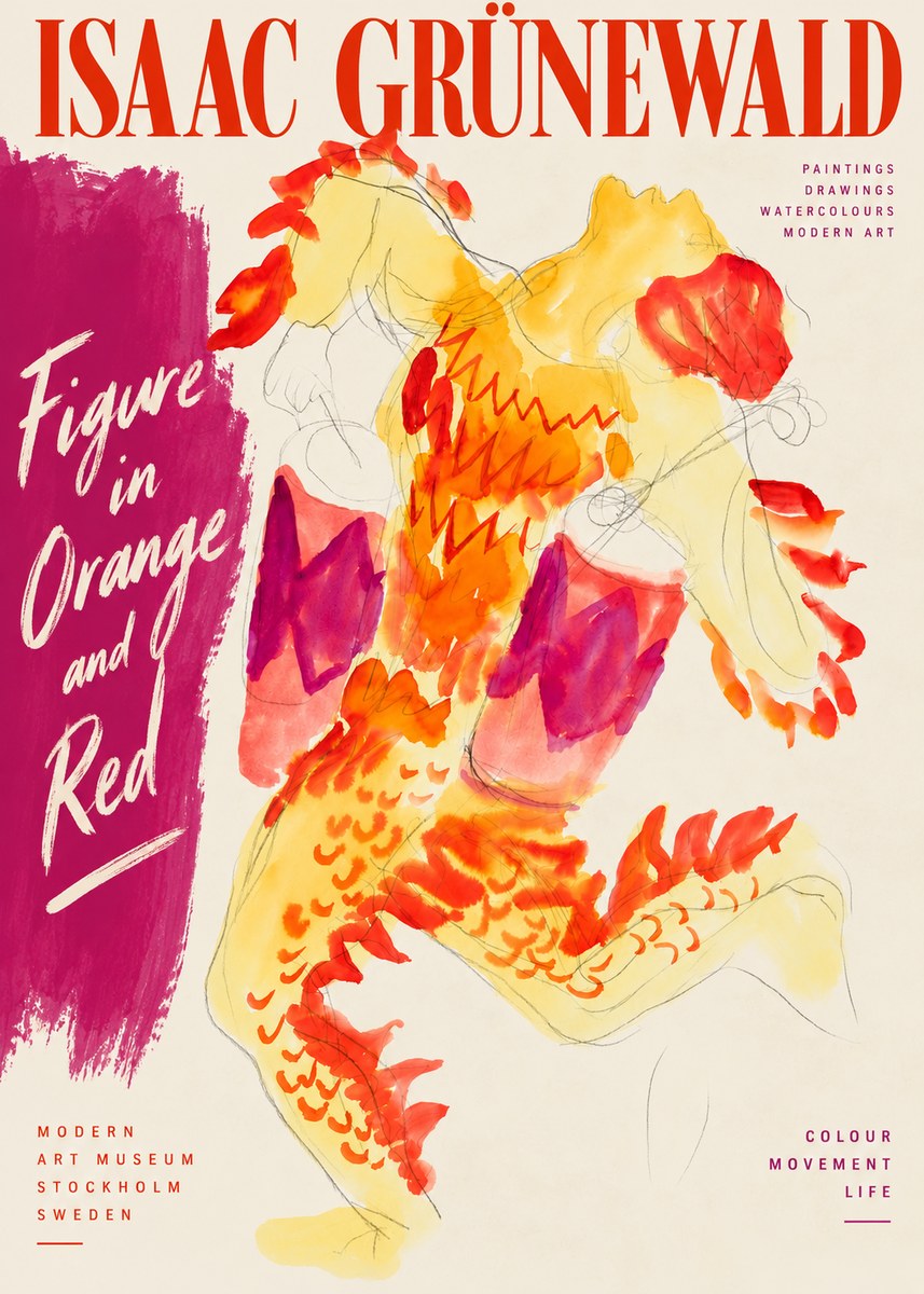 Isaac Grünewald Figure in Orange and Red No3 - Plakat