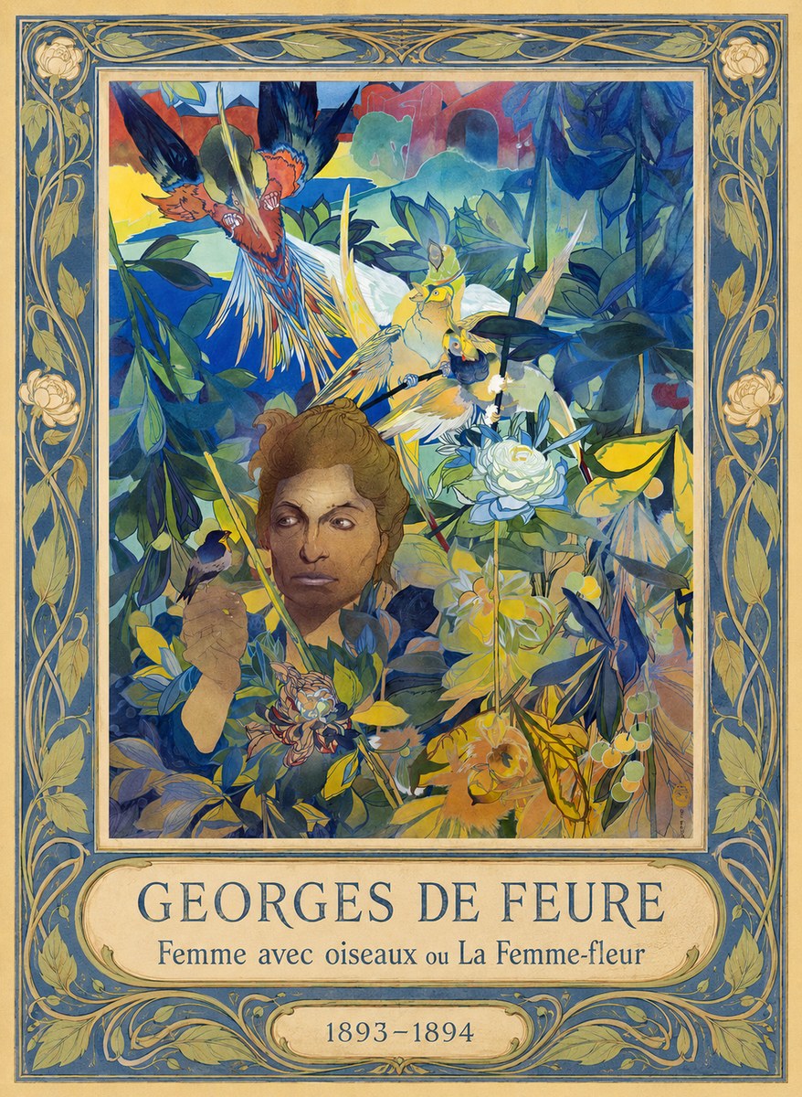 Georges de Feure Femme Avec Oiseaux Ou La Femme-fleur No1 - Plakat