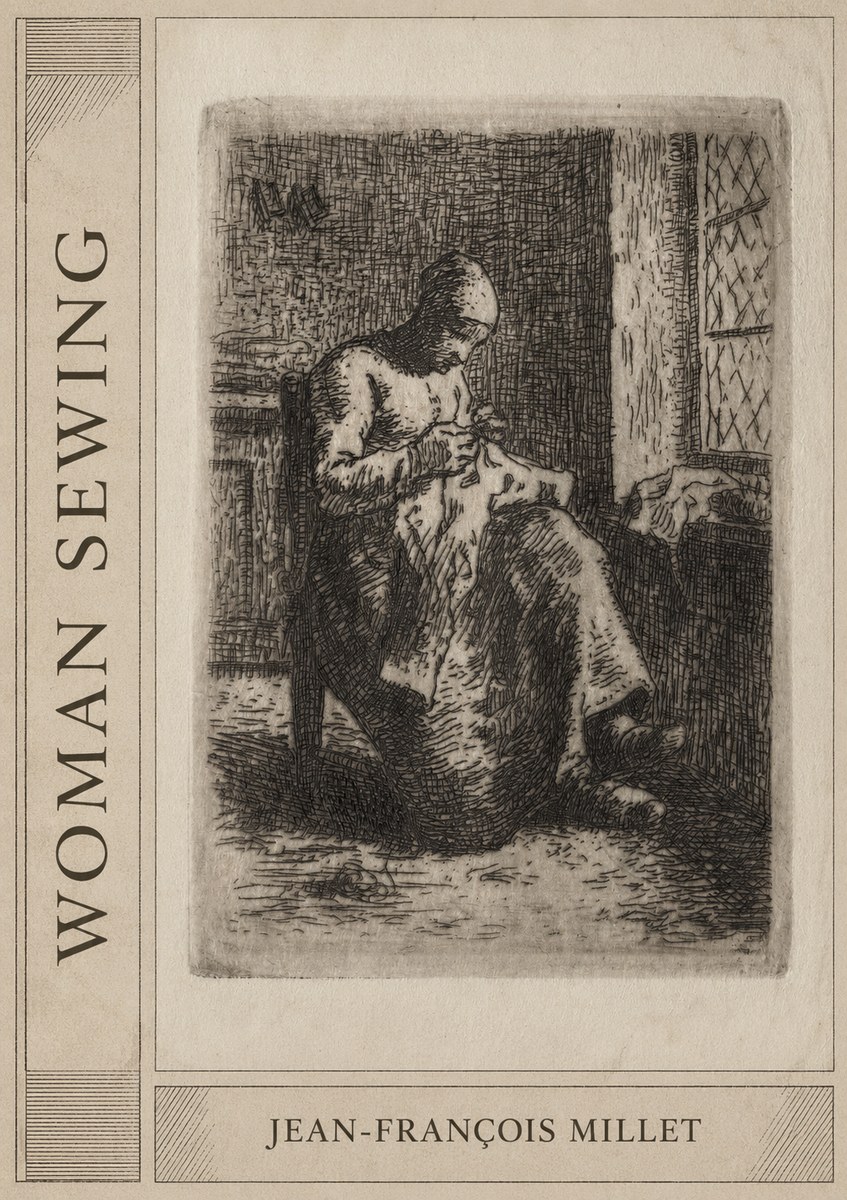 Jean-François Millet Woman Sewing No2 - Plakat