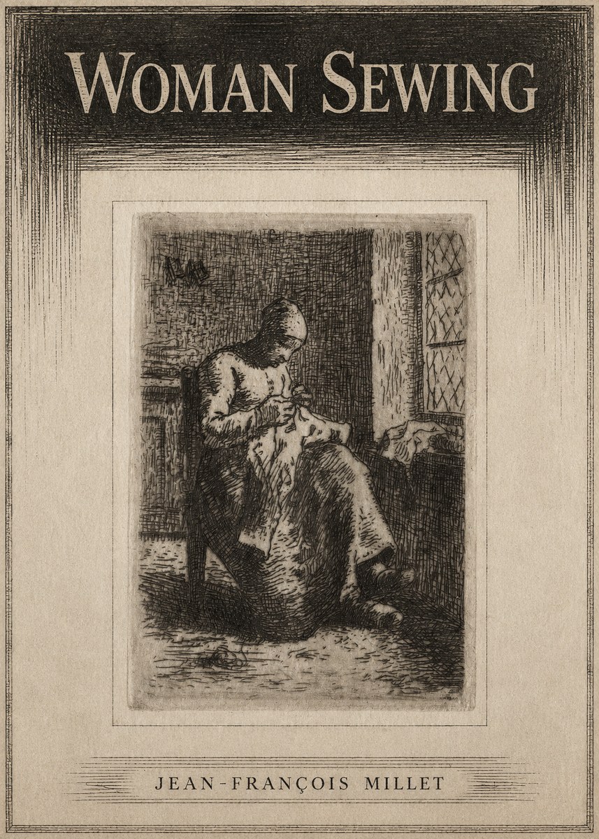 Jean-François Millet Woman Sewing No3 - Plakat