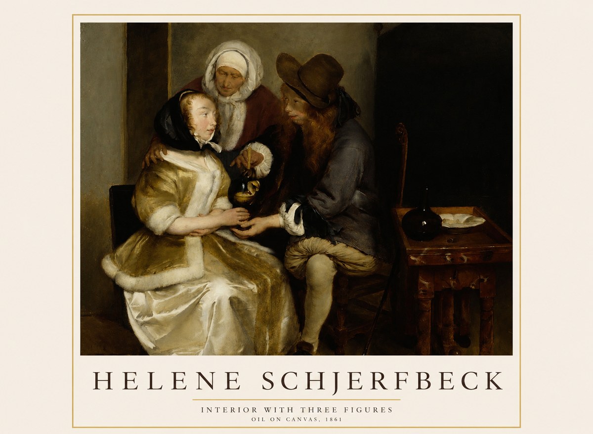 Helene Schjerfbeck Interior with Three Figures No1 - Plakat