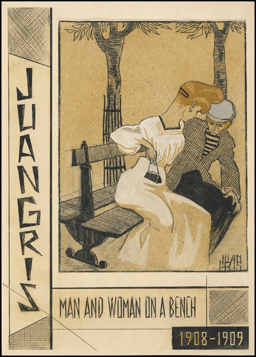 Juan Gris Man and Woman on a Bench No5 - Plakat