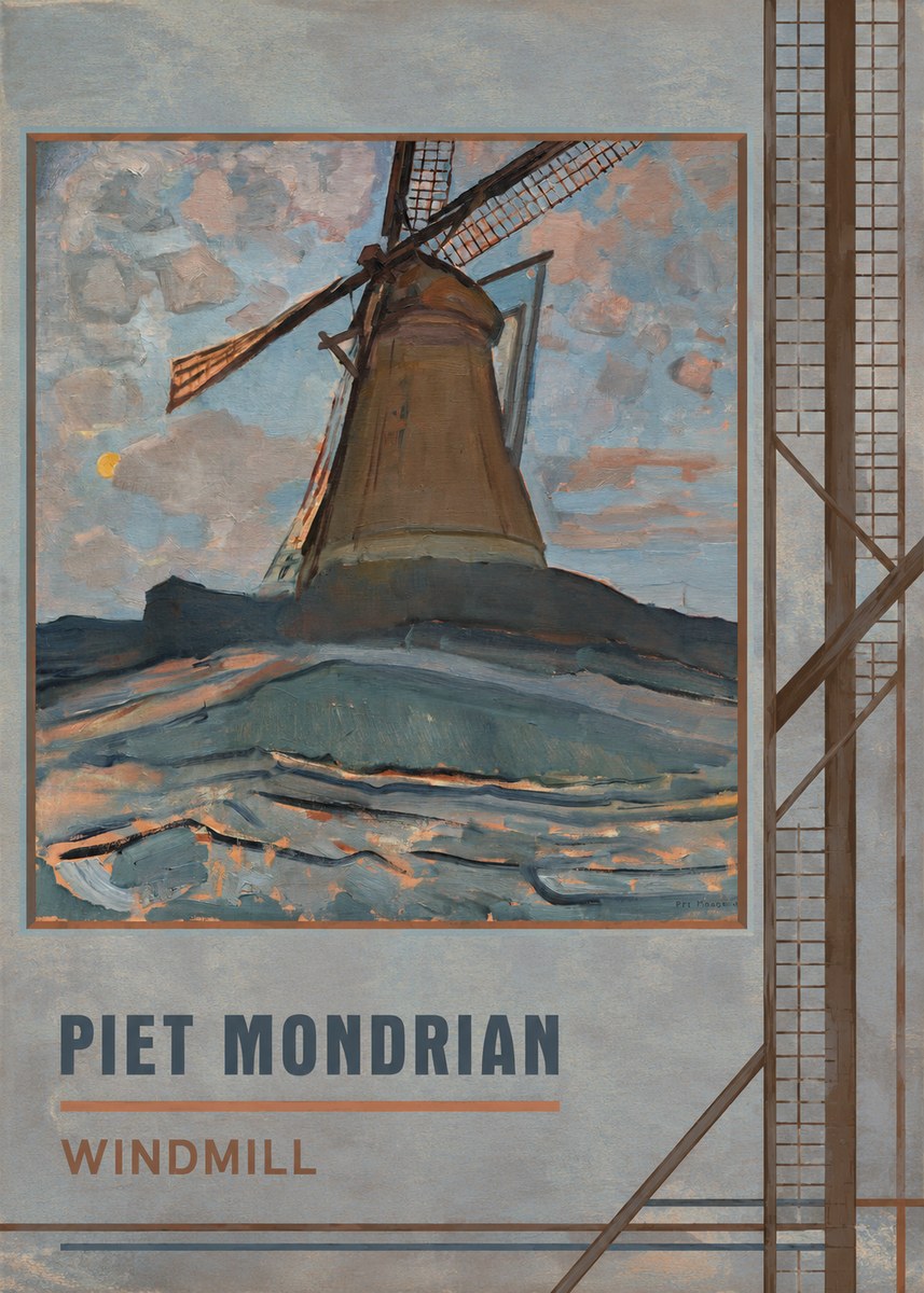 Piet Mondrian Windmill No5 - Plakat