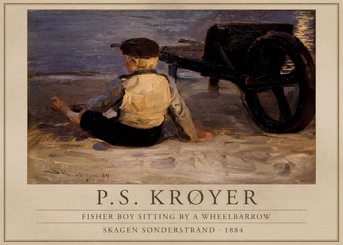 P.S. Krøyer Fisher Boy Sitting by a Wheelbarrow No1 - Plakat