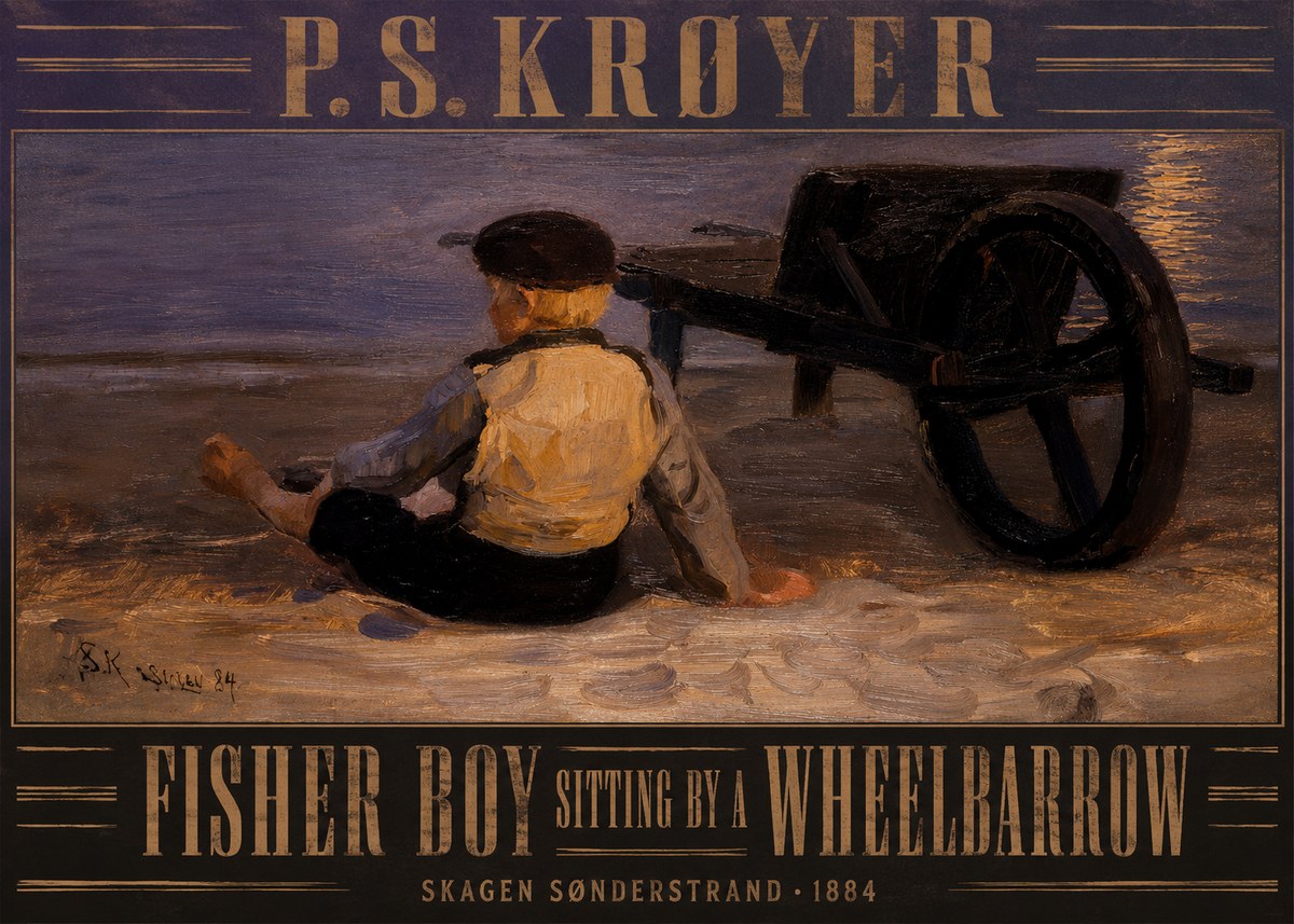 P.S. Krøyer Fisher Boy Sitting by a Wheelbarrow No3 - Plakat