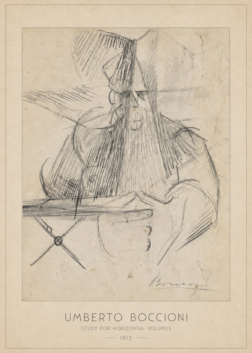 Umberto Boccioni Study for Horizontal Volumes No6 - Plakat