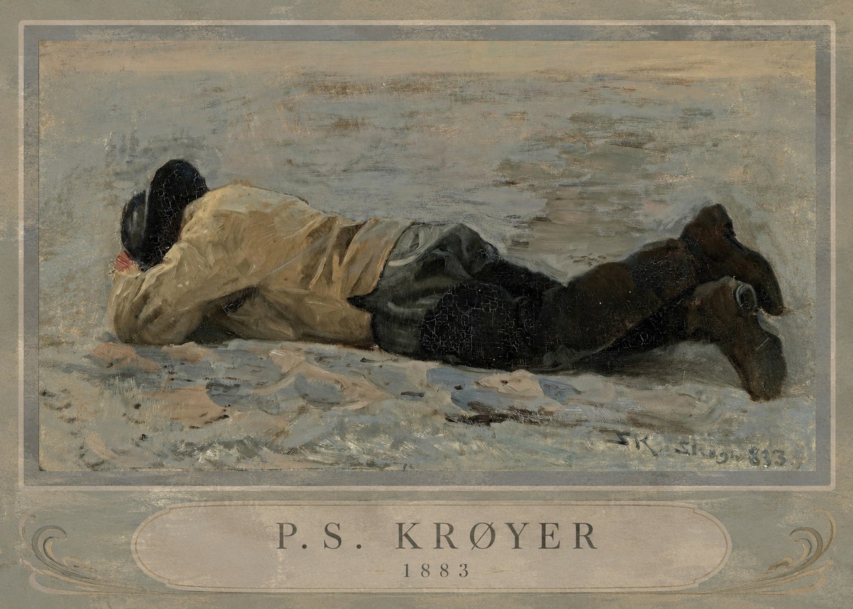 P.S. Krøyer Fisherman Lying on the Beach No4 - Plakat