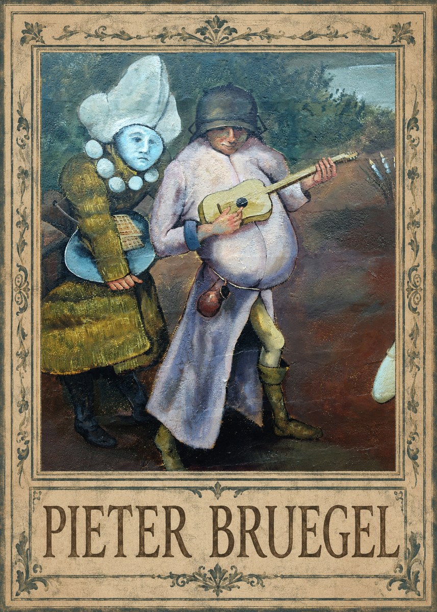 Pieter Bruegel Two Figures with a Lute No1 - Plakat