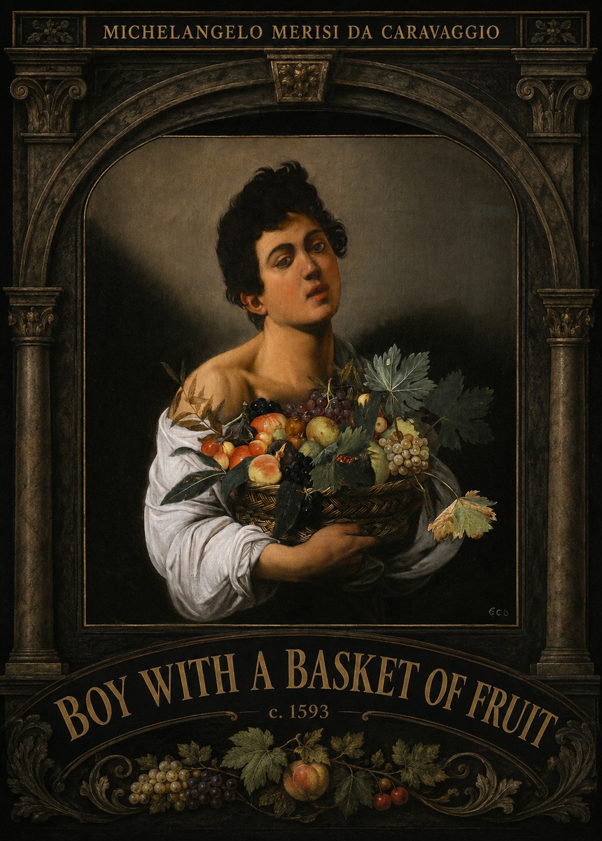 Michelangelo Merisi da Caravaggio Boy with a Basket of Fruit No3 - Plakat