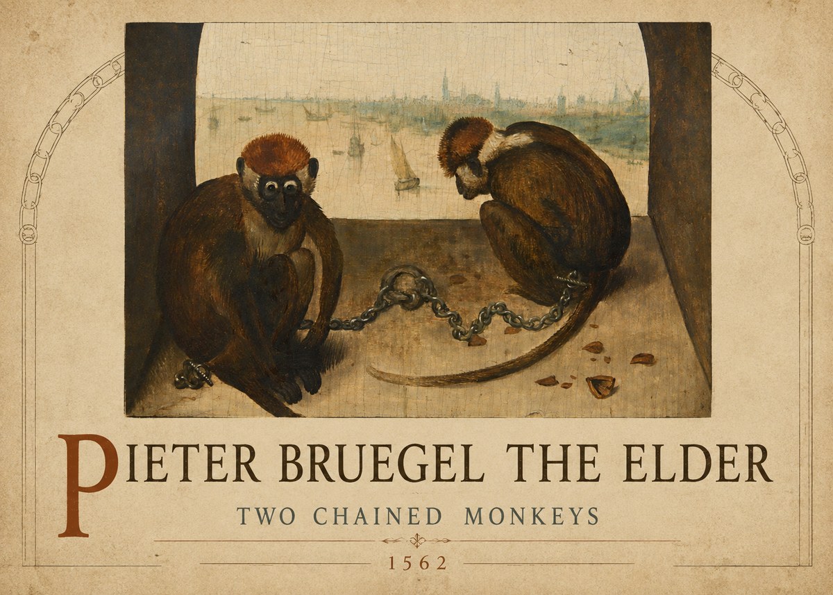 Pieter Bruegel Two Chained Monkeys II No2 - Plakat