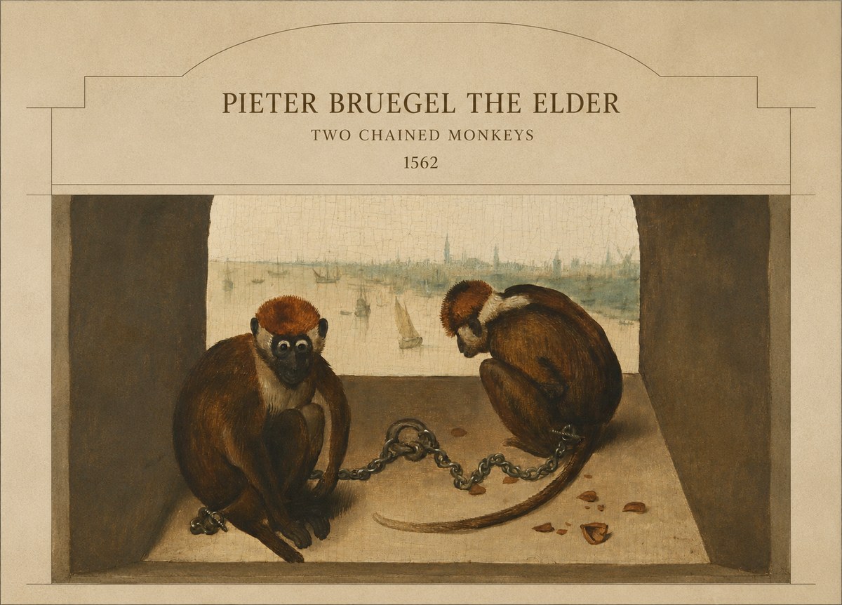 Pieter Bruegel Two Chained Monkeys II No4 - Plakat