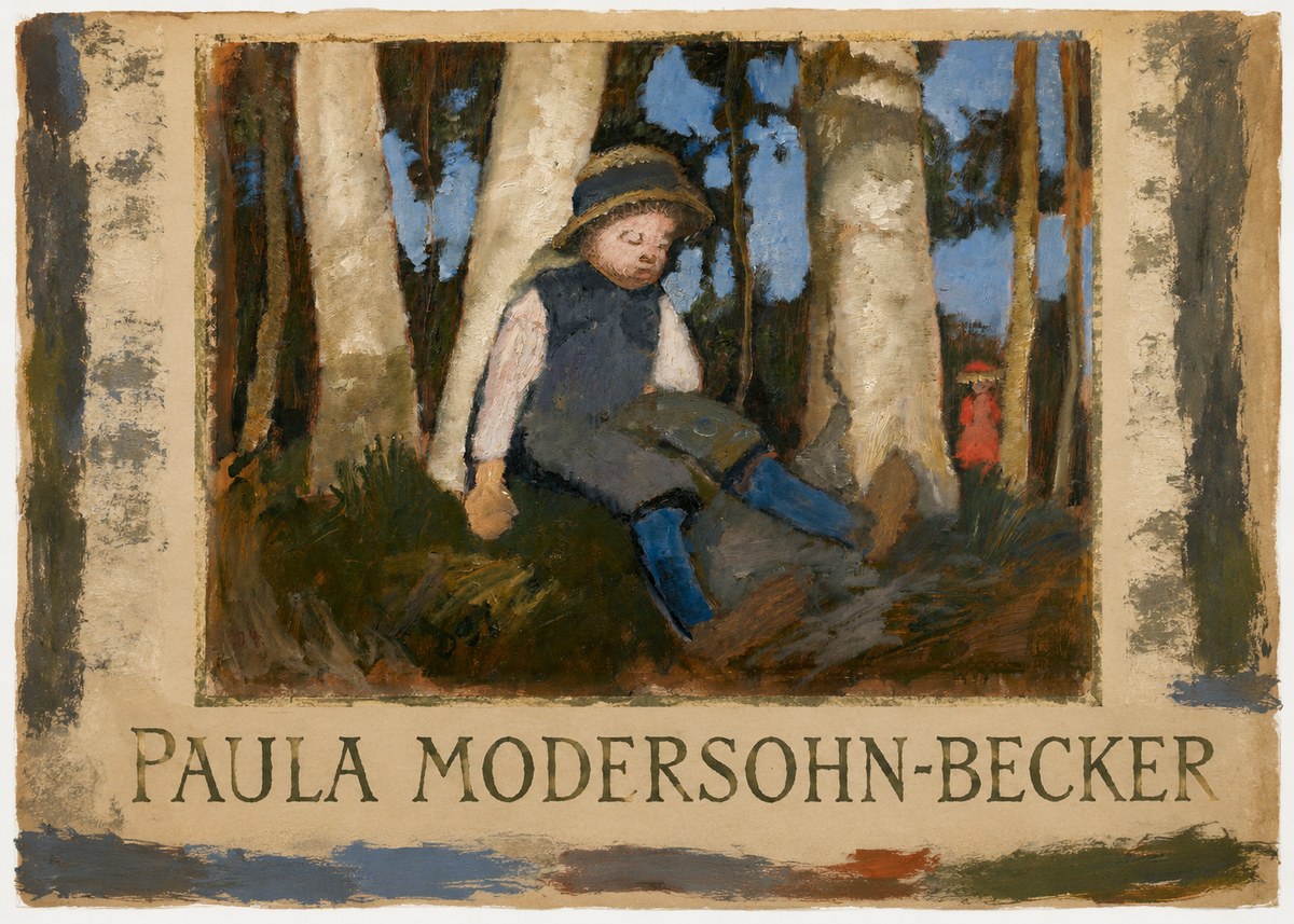 Paula Modersohn-Becker Sleeping Child in a Birch Grove No3 - Plakat