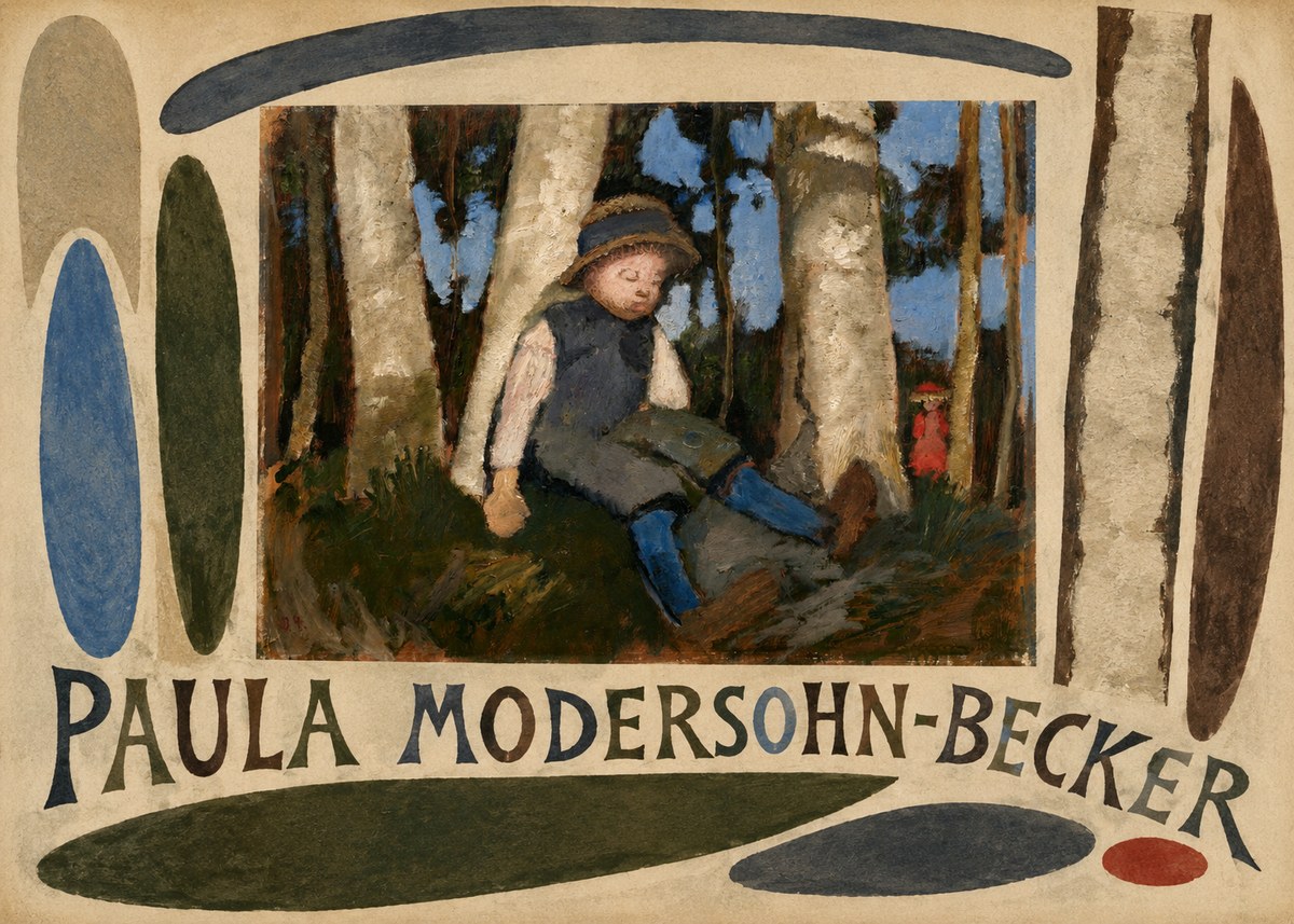 Paula Modersohn-Becker Sleeping Child in a Birch Grove No6 - Plakat