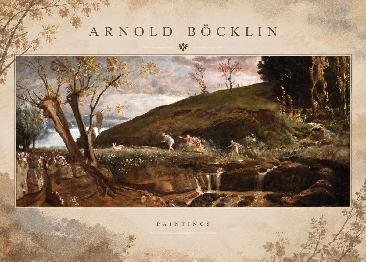 Arnold Böcklin Nymphs and Satyr No6 - Plakat