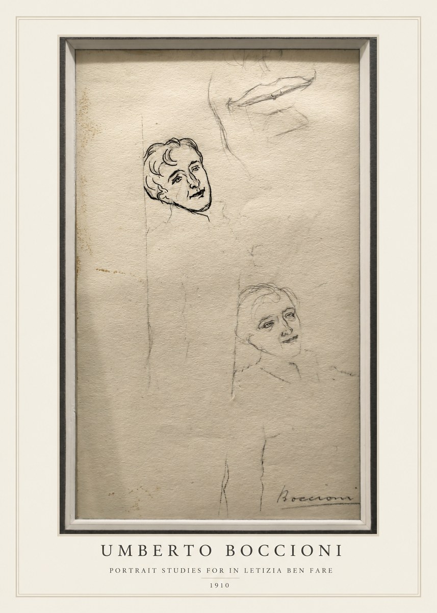 Umberto Boccioni Portrait Studies for in Letizia Ben Fare No3 - Plakat