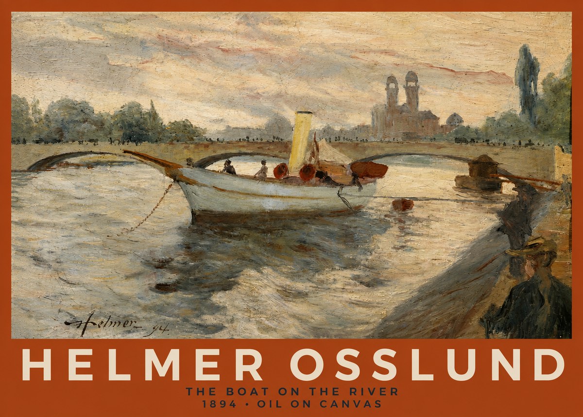 Helmer Osslund The Boat on the River No2 - Plakat