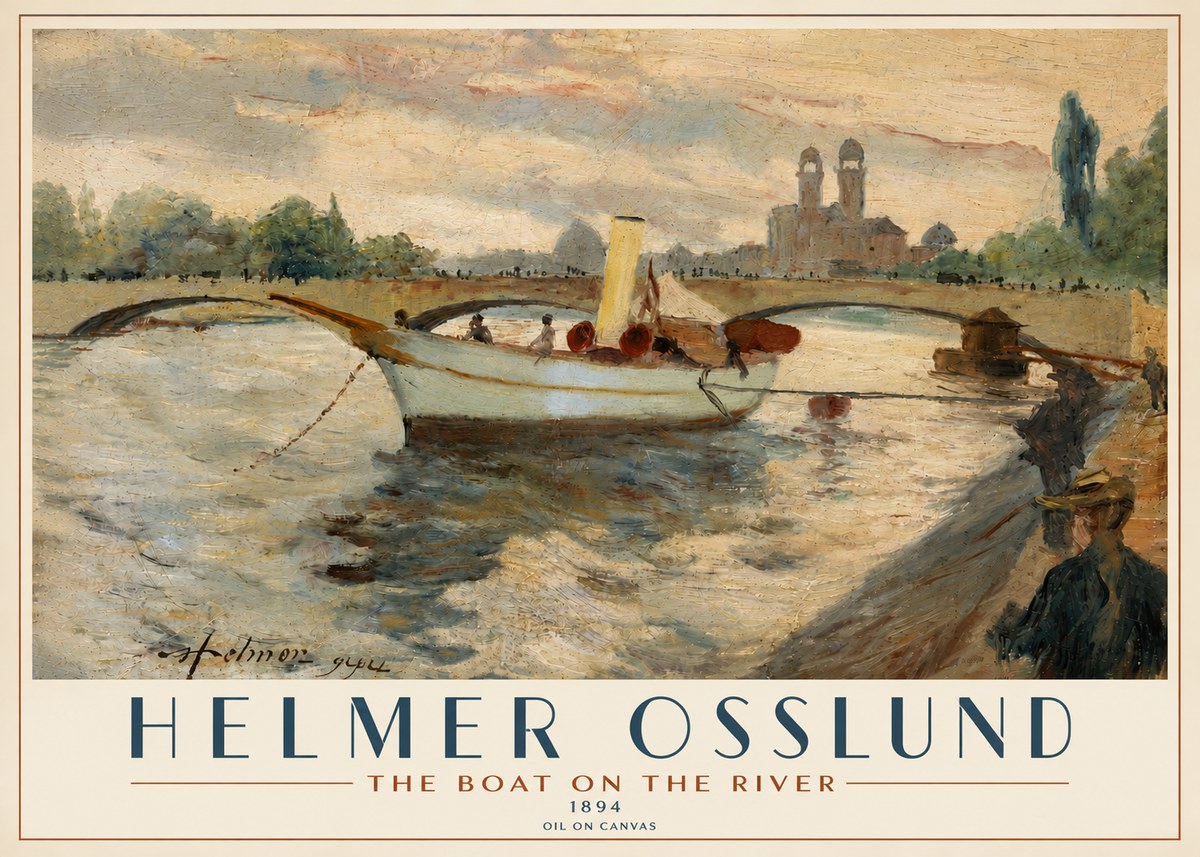 Helmer Osslund The Boat on the River No4 - Plakat