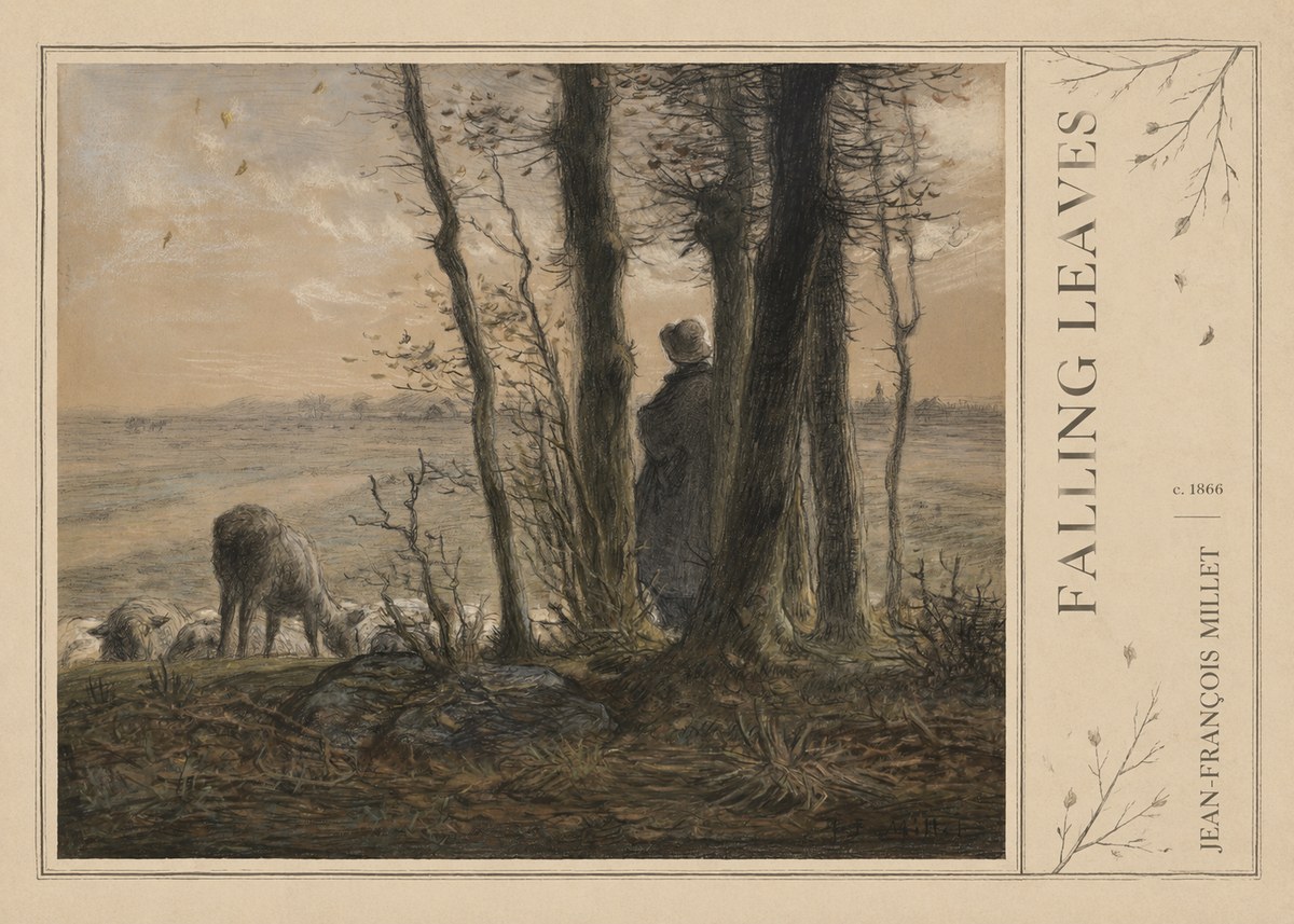Jean-François Millet Falling Leaves No2 - Plakat