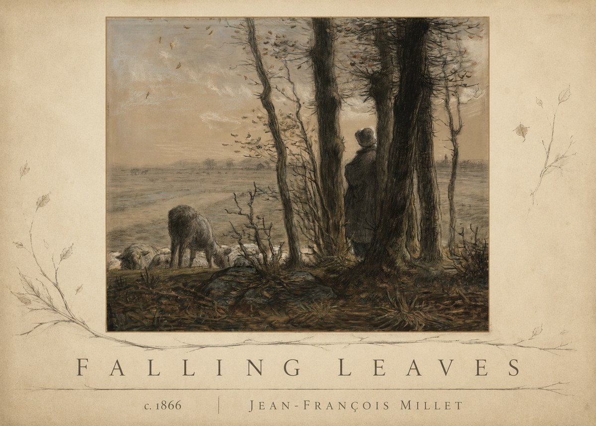Jean-François Millet Falling Leaves No3 - Plakat